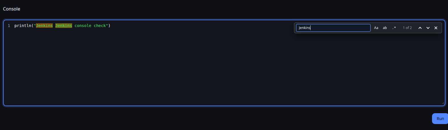 Script Console search widget in dark mode