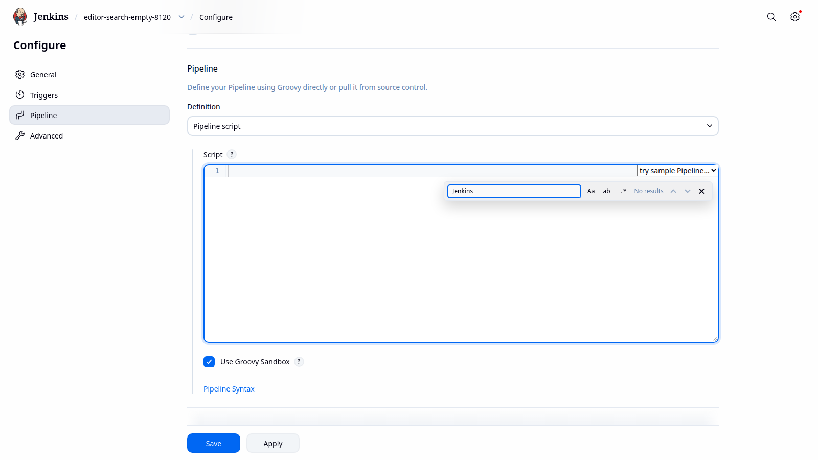 Pipeline sample selector search widget in light mode